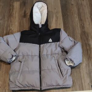Reebok Reversible Black and Gray Hooded Puffer Jacket Size XL